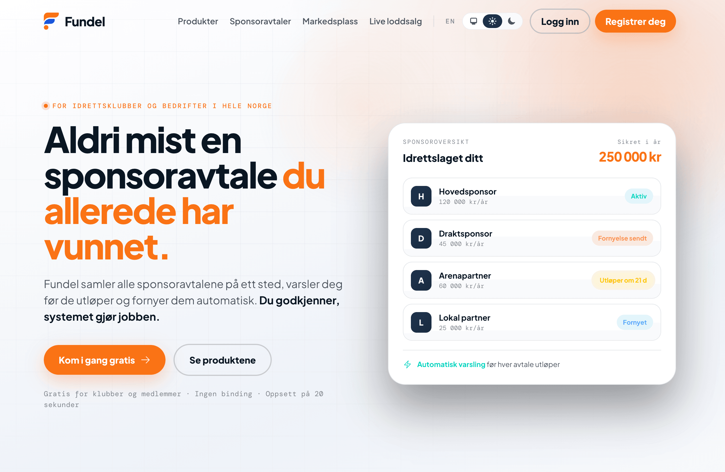 Fundel — Digital drift og innsamling for norske idrettslag.